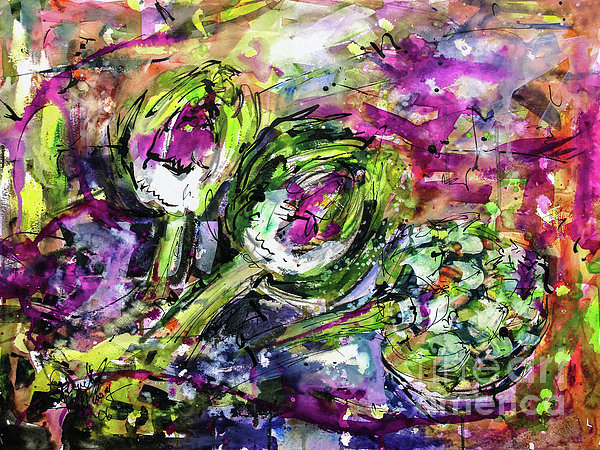 Artichoke Abstract Watercolor and ink by Ginette Callaway Artichoke Abstract Watercolor and ink by Ginette Callaway